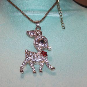 Nwtag: Clear Crystal Baby Deer Necklace